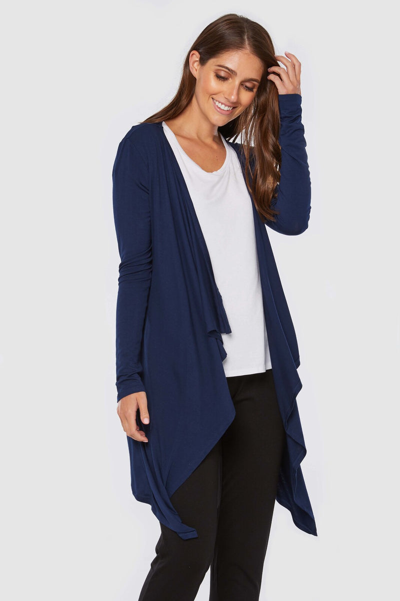 Navy blue outlet waterfall cardigan