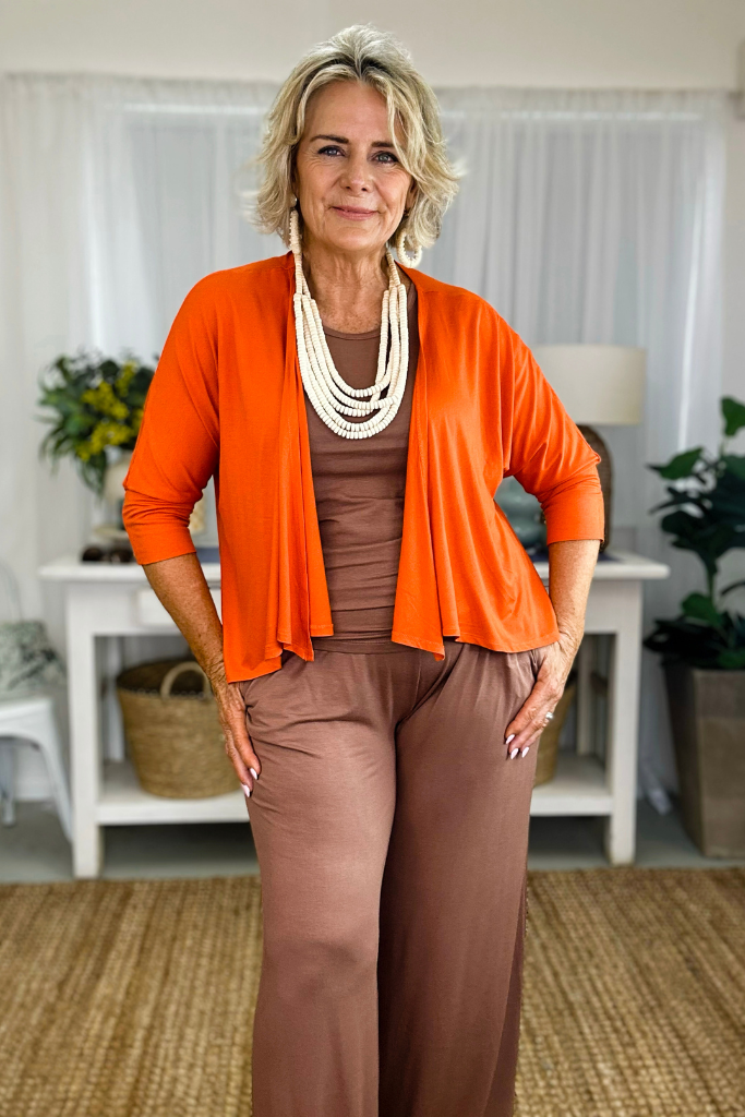 Bamboo Drape Cardi - Flame