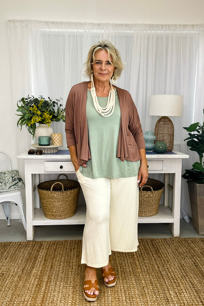 Bamboo Drape Cardi - Mousse