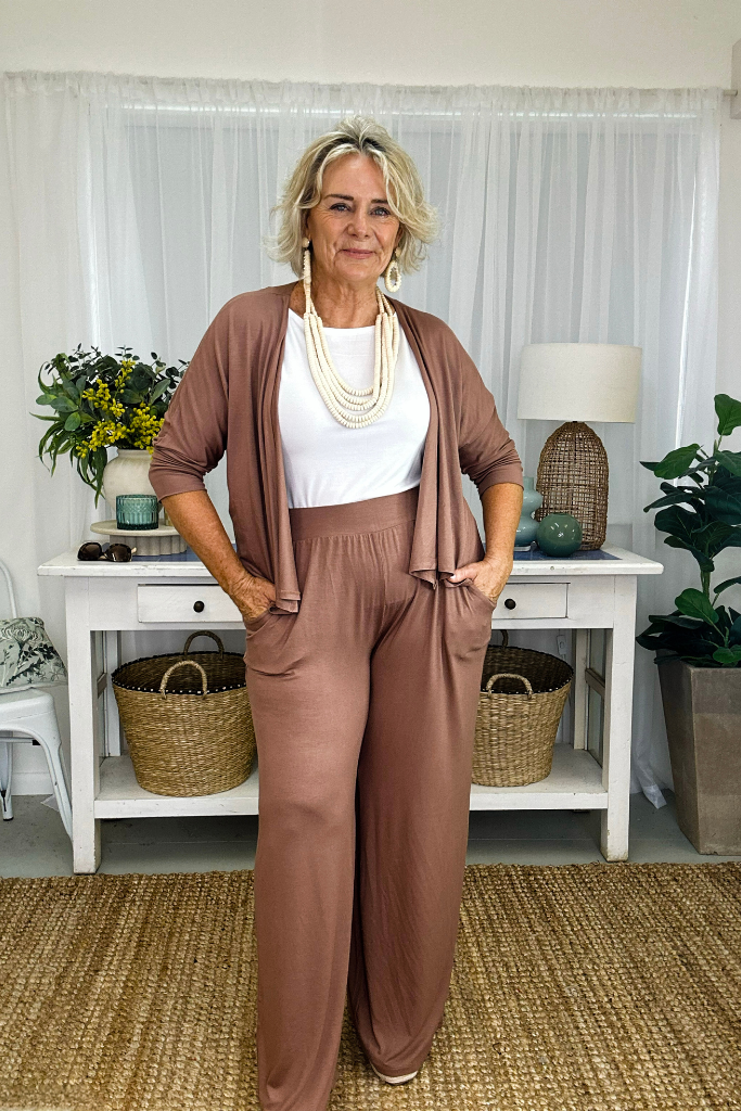 Bamboo Drape Cardi - Mousse