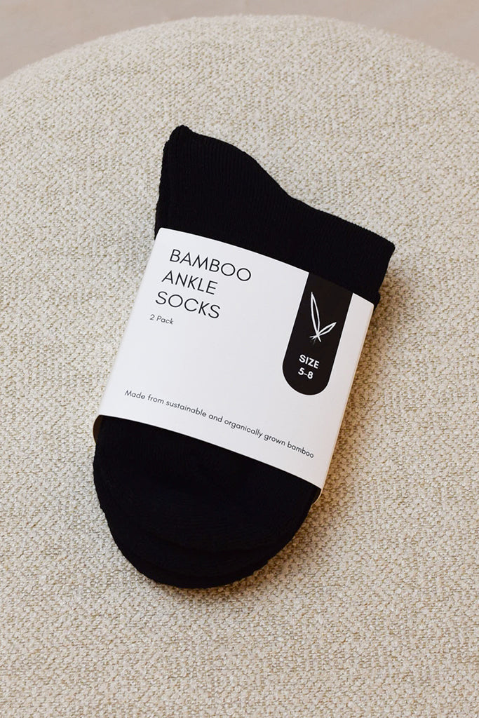 Men's Bamboo Ankle Socks 2 Pack - Black