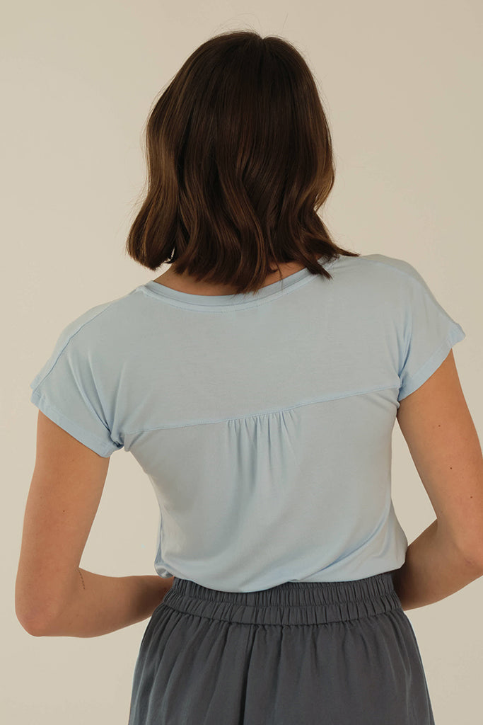 Belle V Neck Tee - Powder Blue