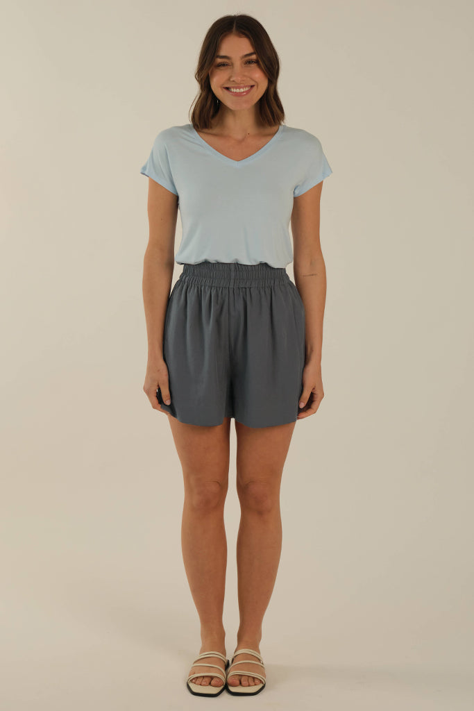 Belle V Neck Tee - Powder Blue