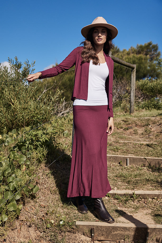 Lana Long Skirt - Burgundy