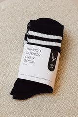 Bamboo Cushion Crew Socks 3 Pack - Black