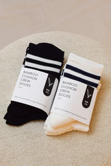 Bamboo Cushion Crew Socks 3 Pack - Black