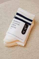 Bamboo Cushion Crew Socks 3 Pack - White