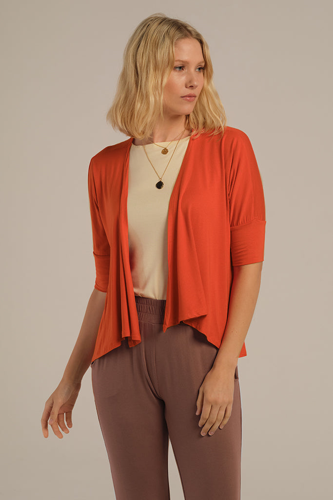 Bamboo Drape Cardi - Flame