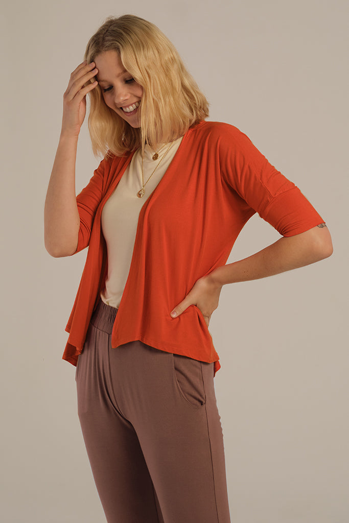 Bamboo Drape Cardi - Flame