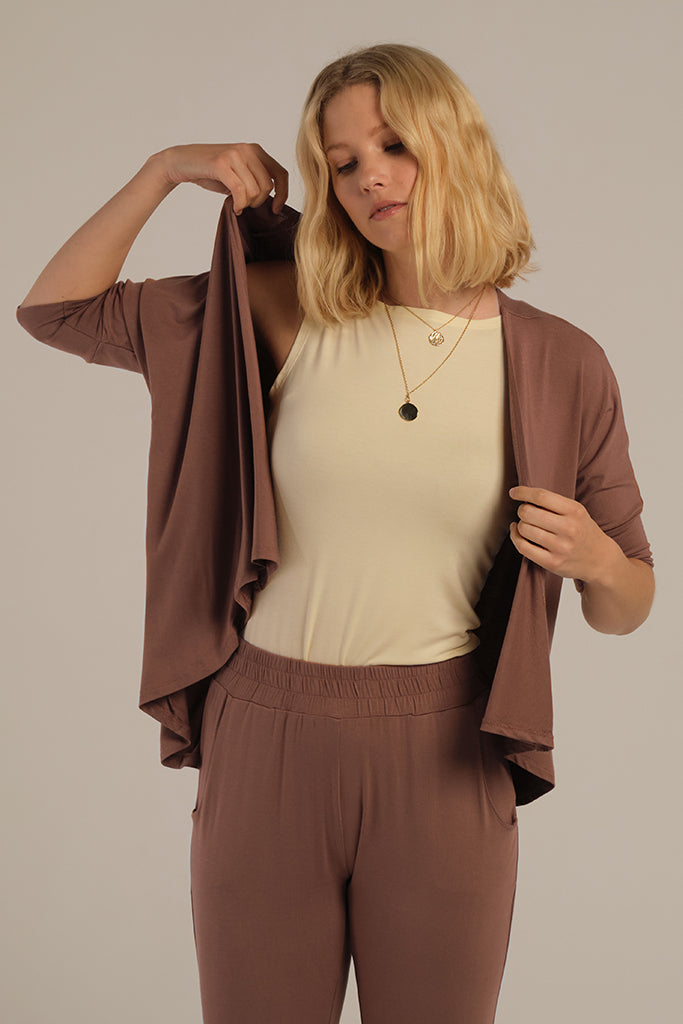 Bamboo Drape Cardi - Mousse