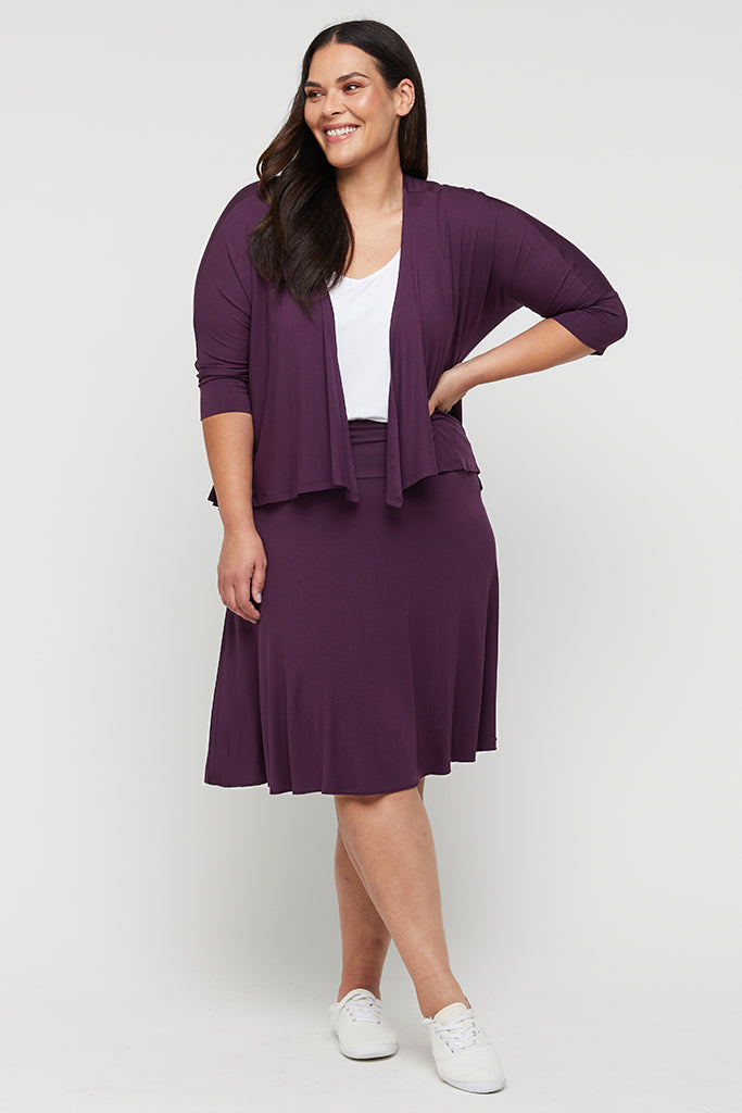 Bamboo Drape Cardi - Plum