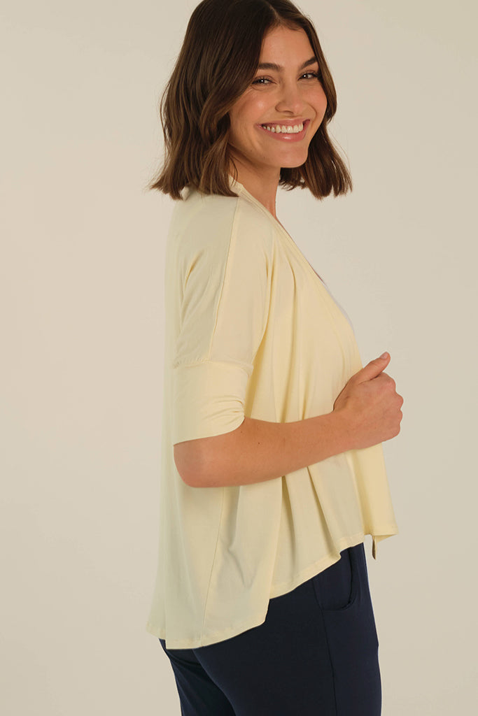 Bamboo Drape Cardi - Vanilla