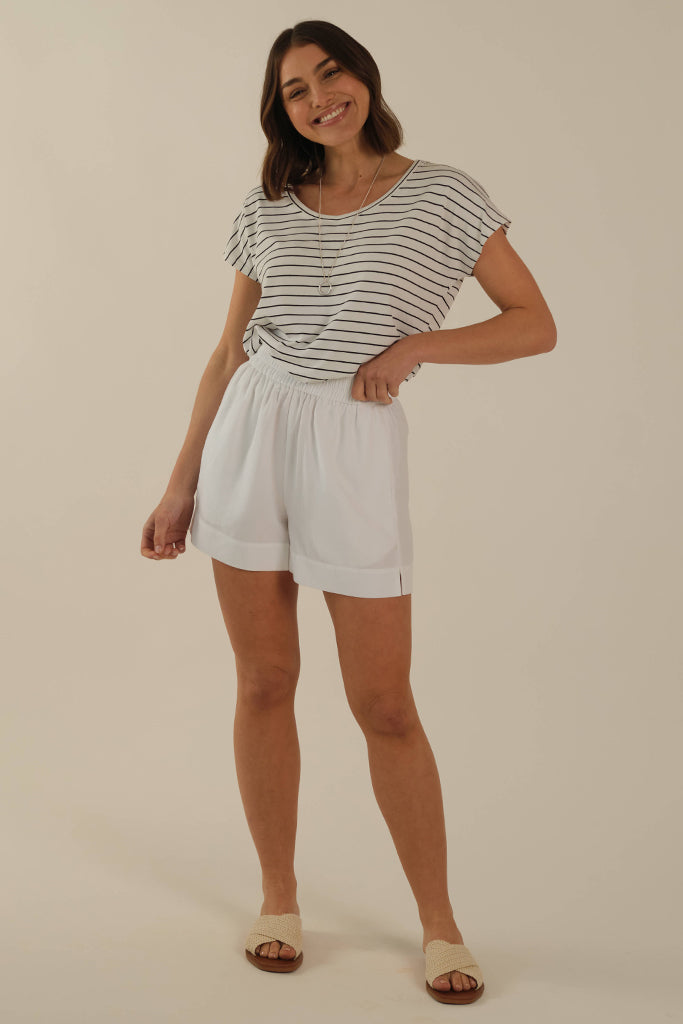 Eadie Top - White & Black Stripe