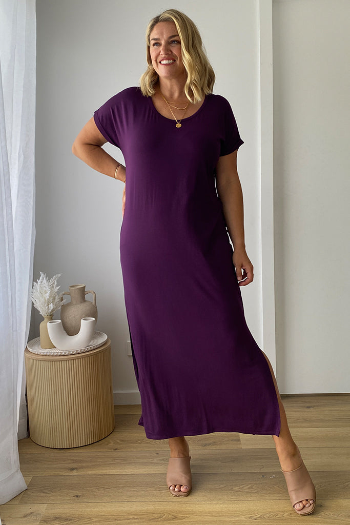 Elsie Dress - Plum | Bamboo Body