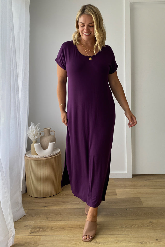 Elsie Dress - Plum | Bamboo Body