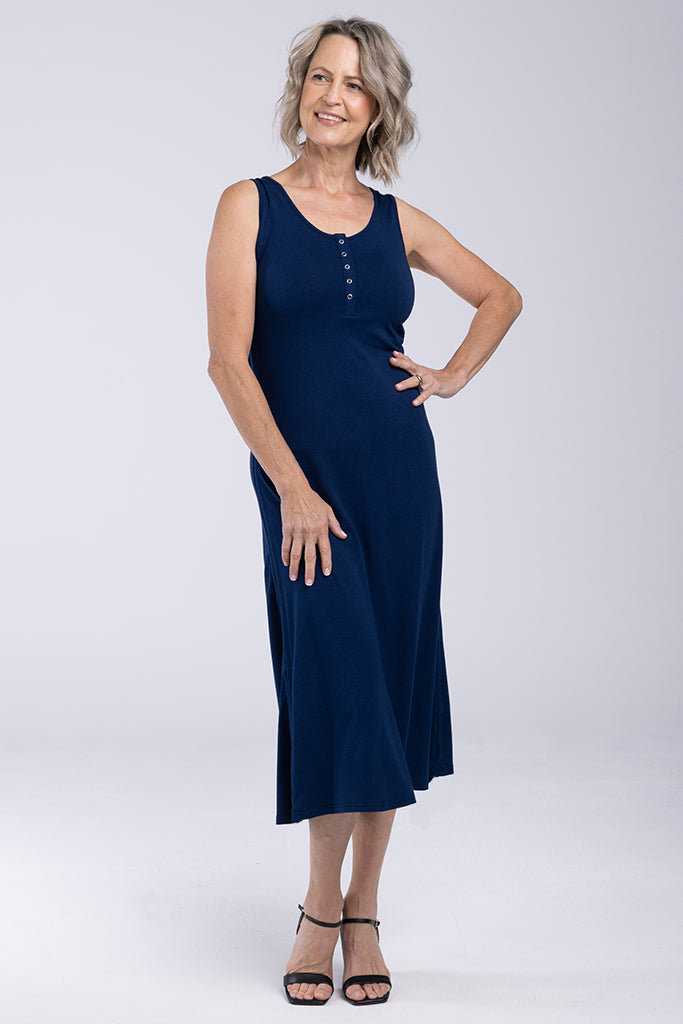 Henley Tank Dress - Navy