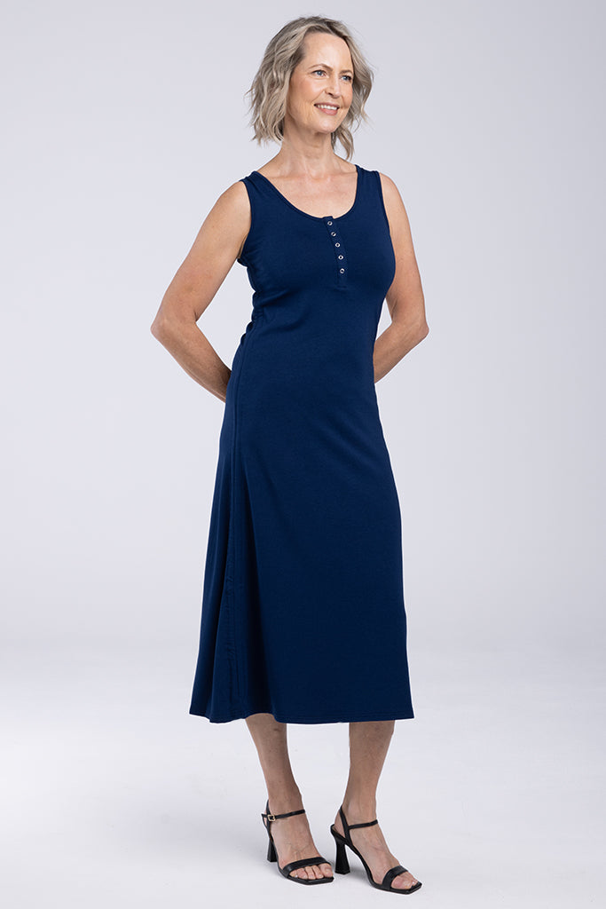 Henley Tank Dress - Navy