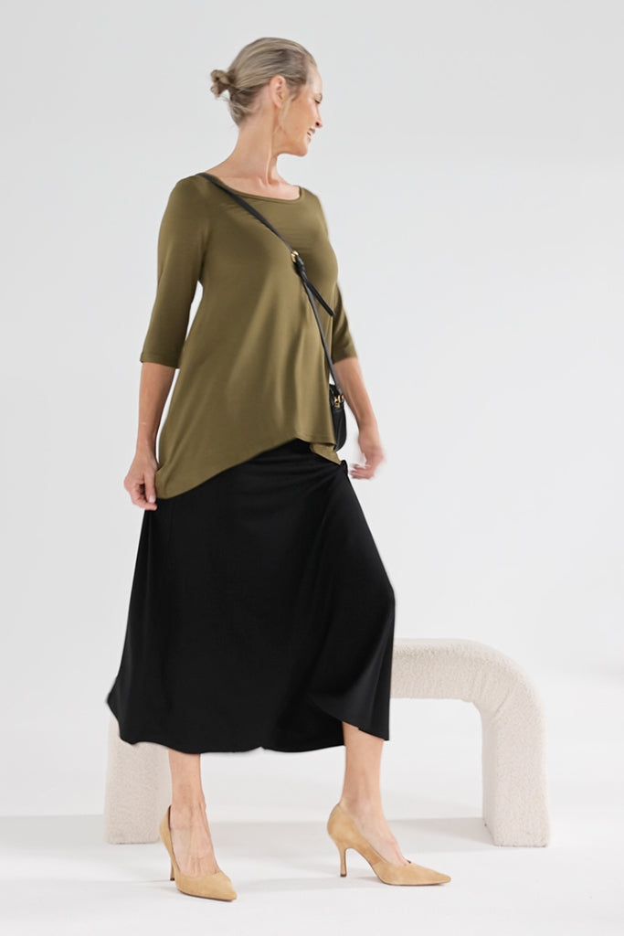 Hi Lo Hem Top - Dark Olive