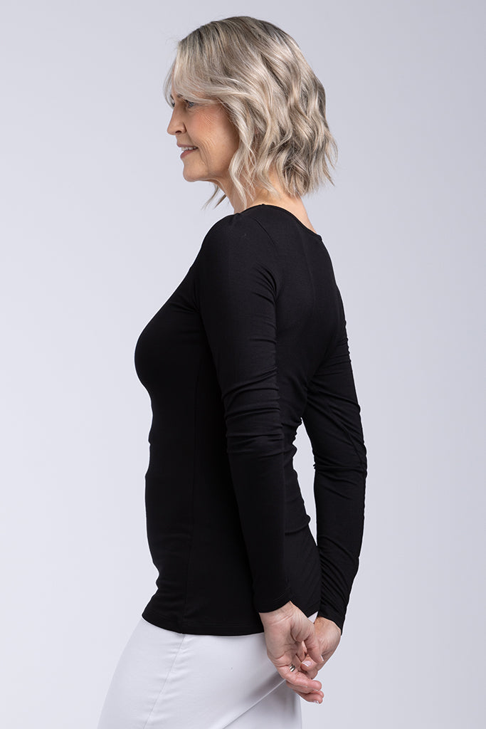 Long Sleeve V Neck - Black