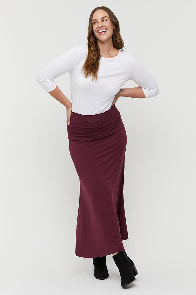 Lana Long Skirt - Burgundy