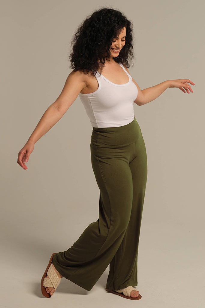 Luxe Wide Leg Pants - Dark Olive