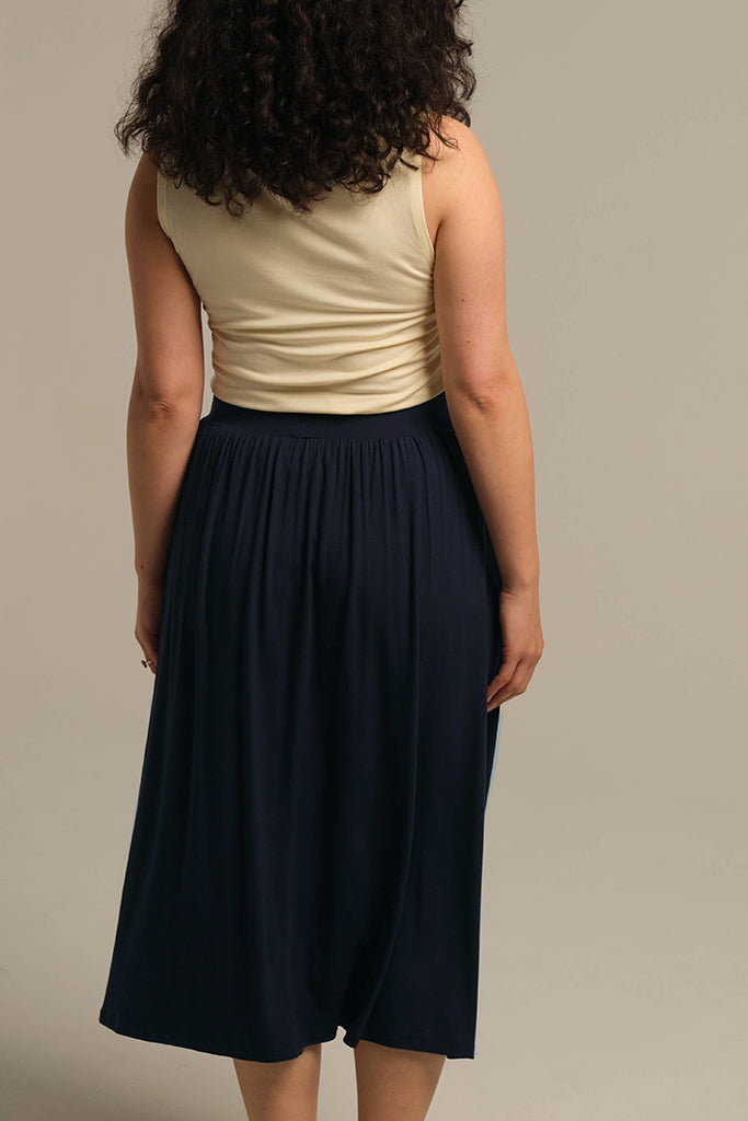 Bamboo Midi Skirt - Dark Navy