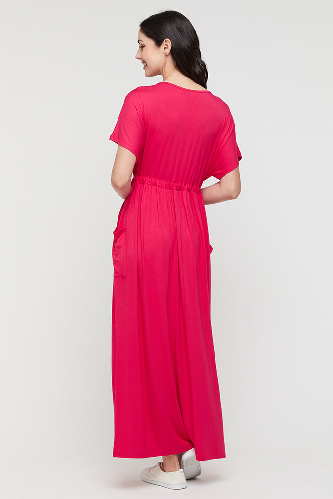 Mila Maxi Maternity Dress - Magenta