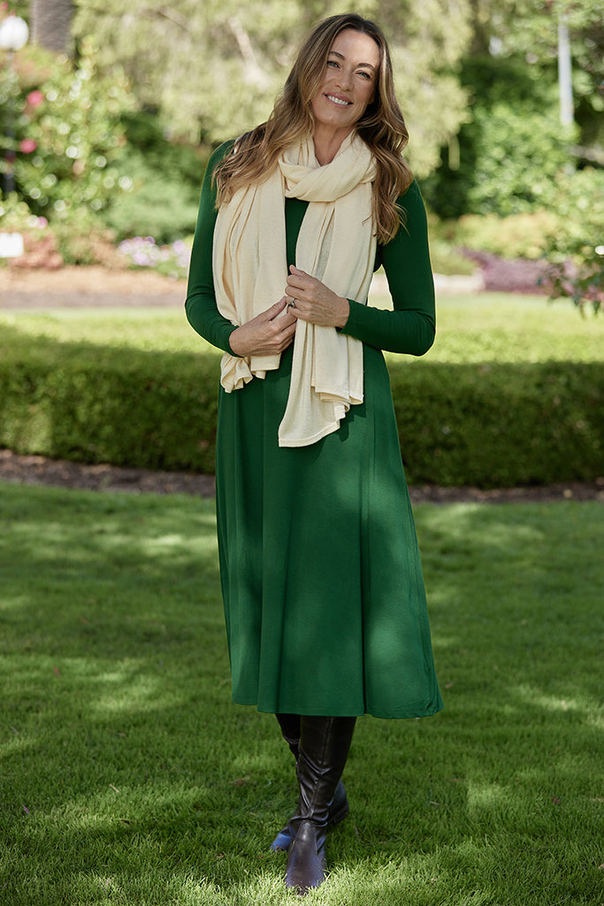 Ribbed Olivia Dress - Winter Green