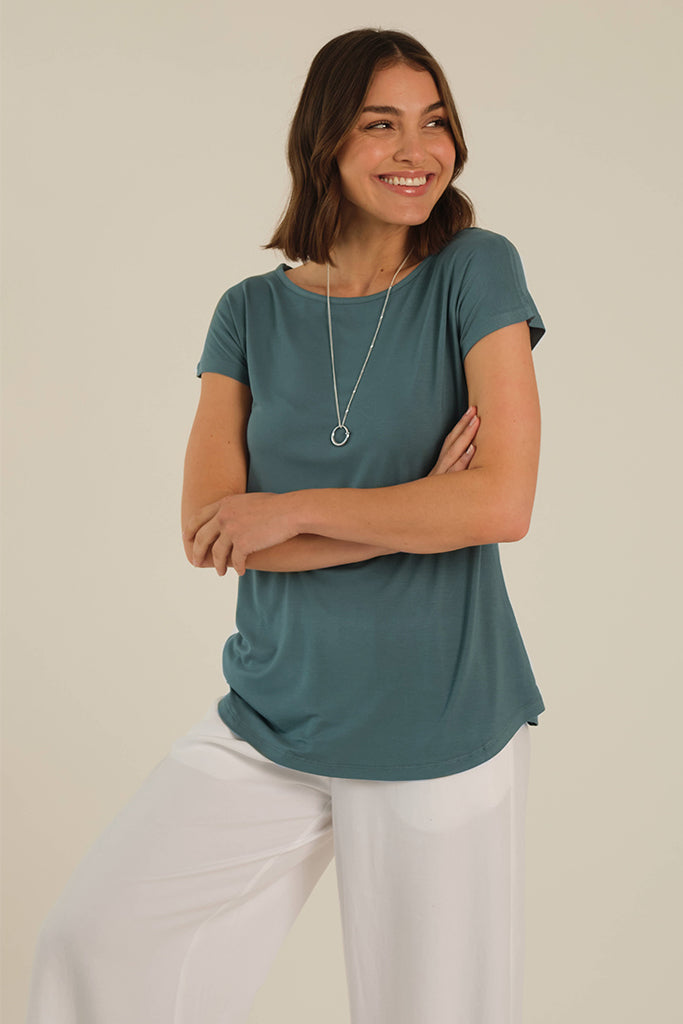 Pia Bamboo Tee - Silver Pine