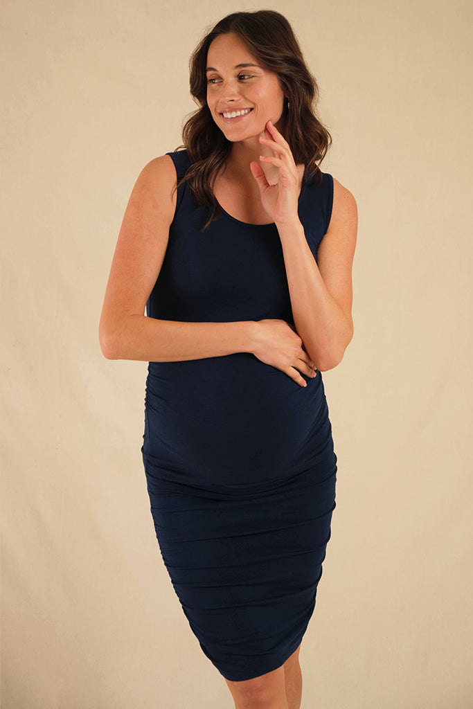 Ruched Maternity Skirt - Navy