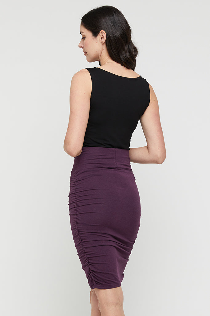 Ruched Bamboo Skirt - Plum