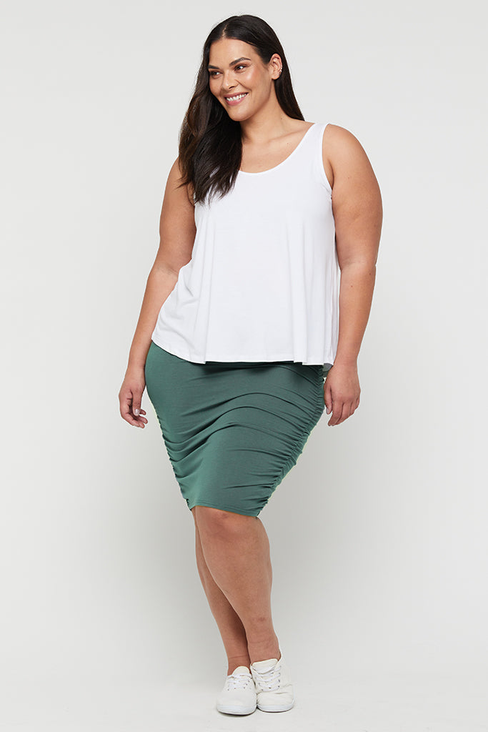 Ruched Bamboo Skirt - Silver Pine