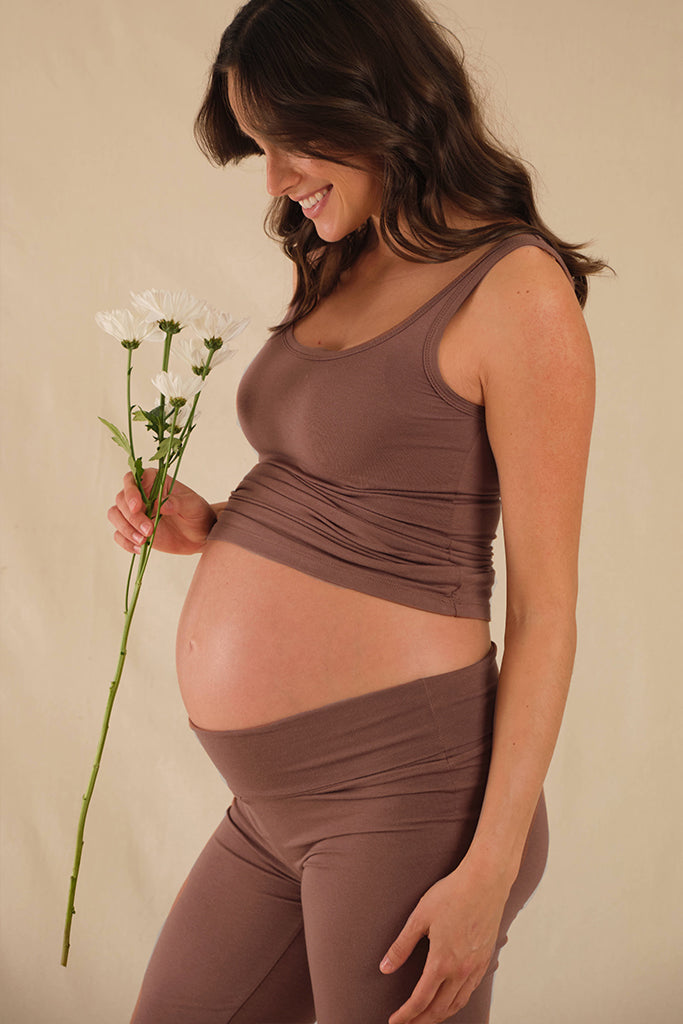 Bamboo Scoop Maternity Singlet - Mousse