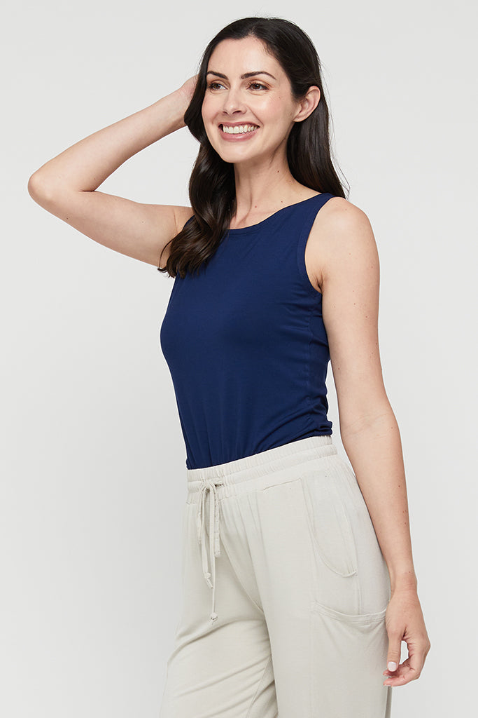 Bamboo Shell Top - Navy