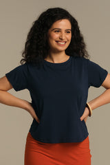 Shorter Bamboo Tee - Dark Navy