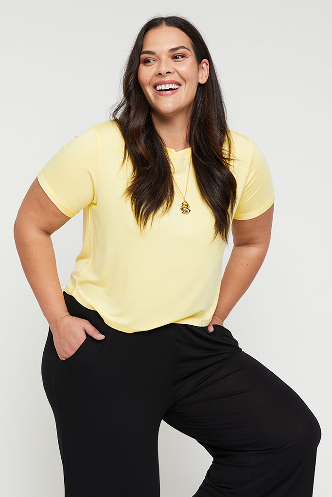 Plus Size Yellow Burnout Grown On Sleeve T-Shirt