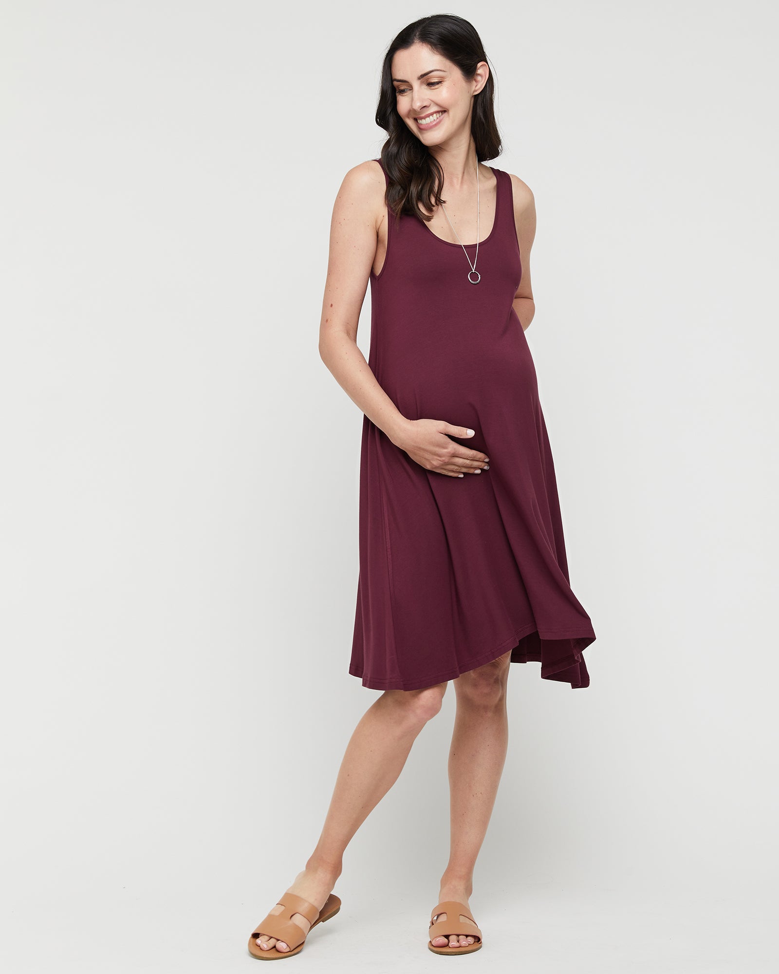 Swing Maternity Dress - Burgundy