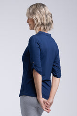 Tab Sleeve Top - Navy