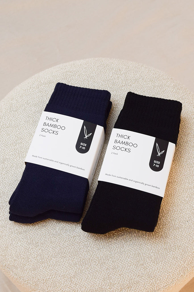 Men's Thick Bamboo Socks 2 Pack - Black