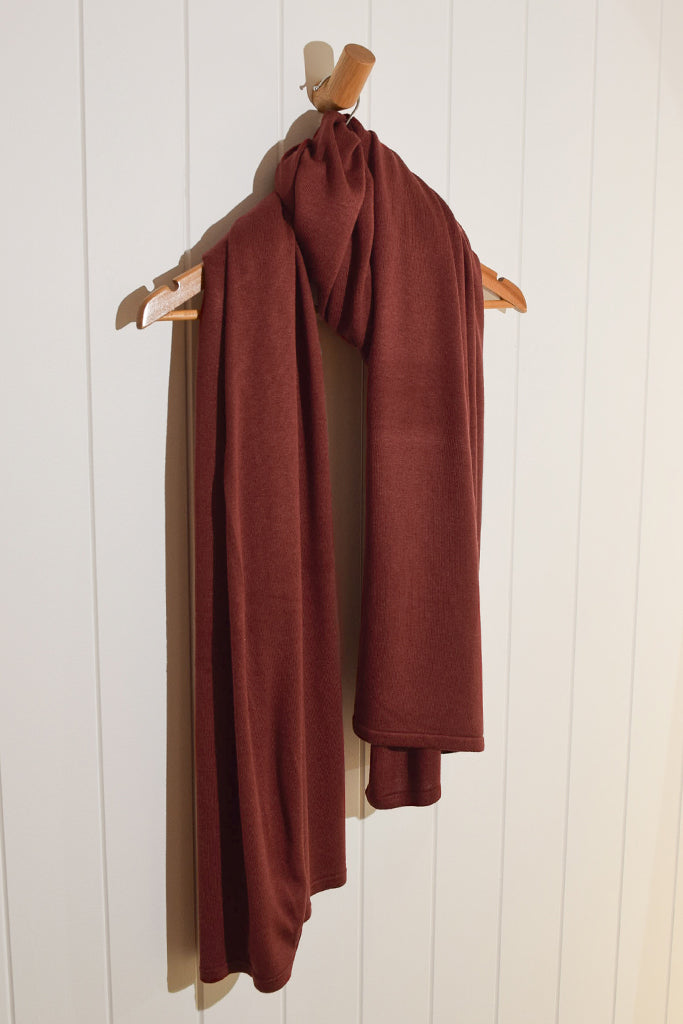 Bamboo Cashmere Wool Travel Wrap - Burnt Brick