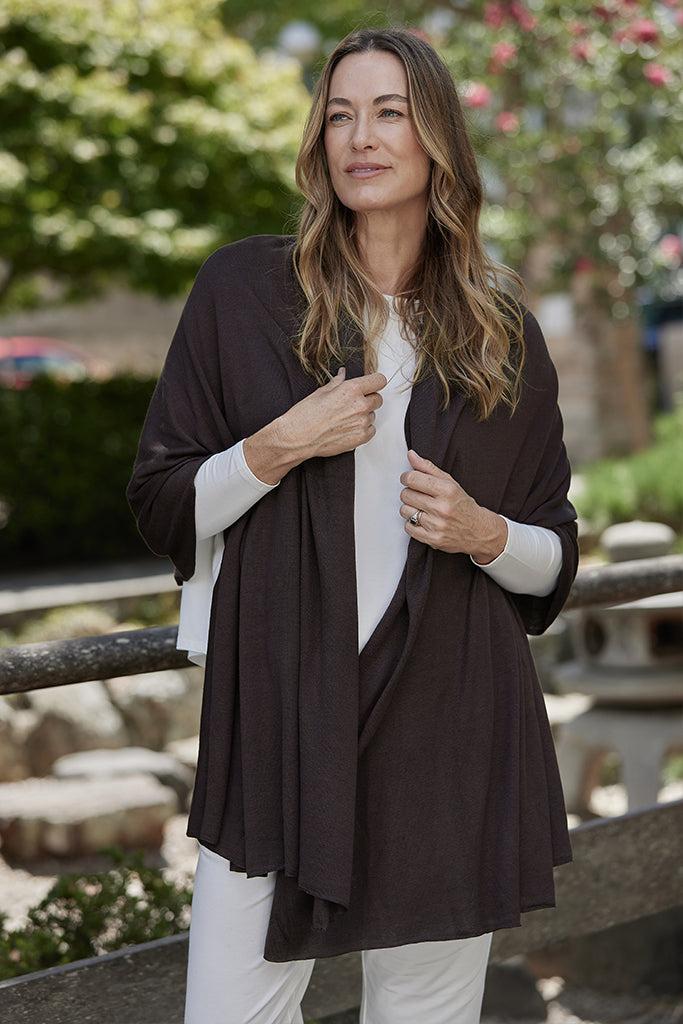 Bamboo Cashmere Wool Travel Wrap - Cacao