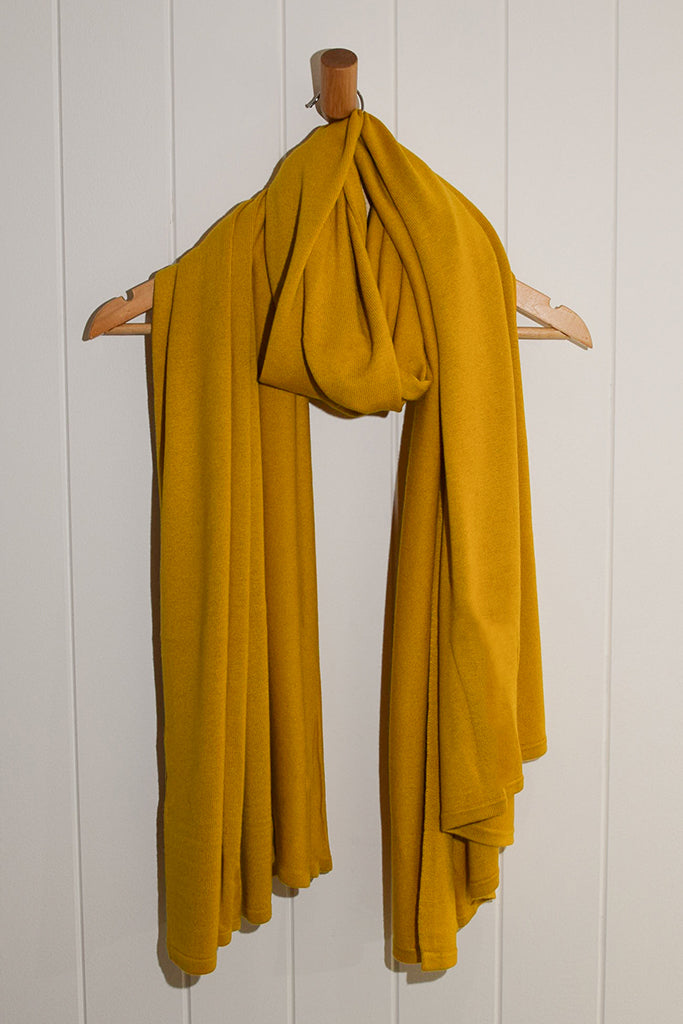 Bamboo & Recycled Cashmere Wool Travel Wrap - Mustard