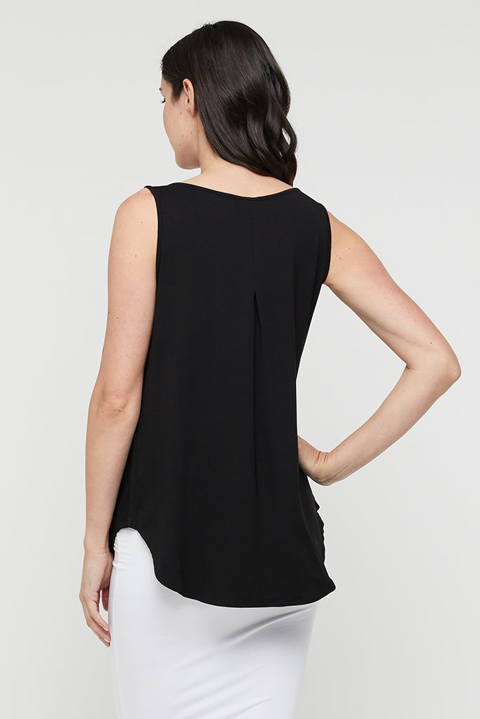 V Neck Singlet - Black