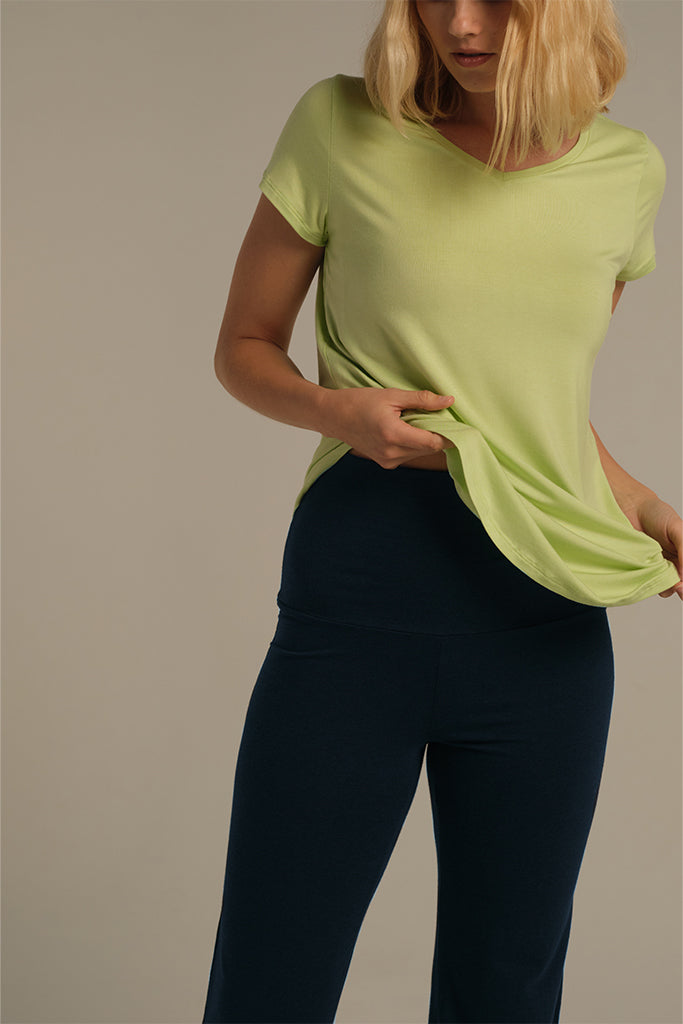 Bamboo V Neck Tee - Lettuce