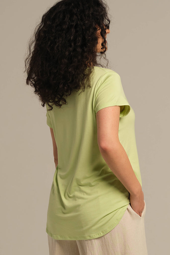 Bamboo V Neck Tee - Lettuce