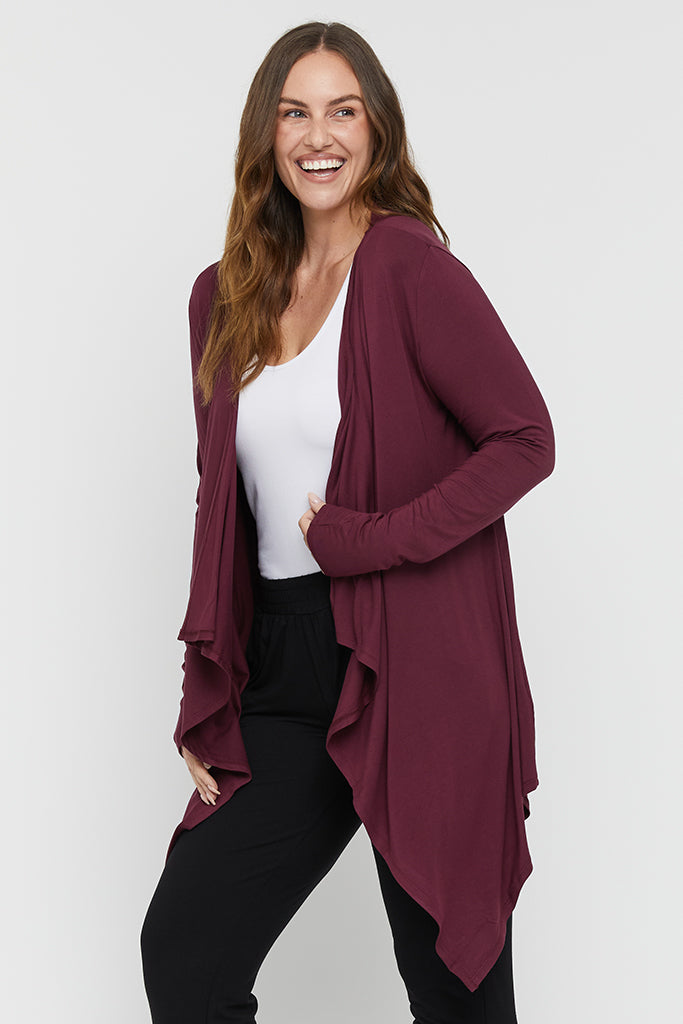 Waterfall Cardigan - Burgundy