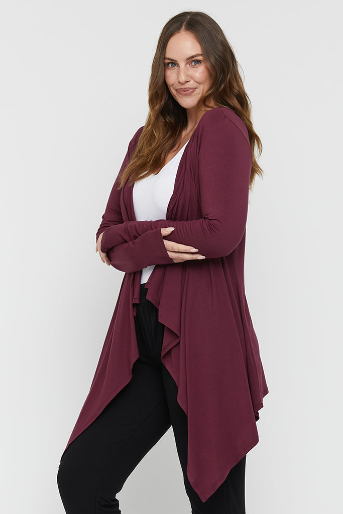 Waterfall Cardigan - Burgundy