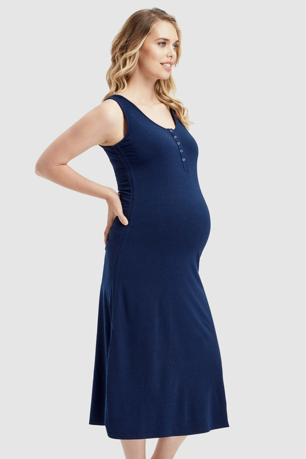 Henley Tank Maternity Dress - Navy