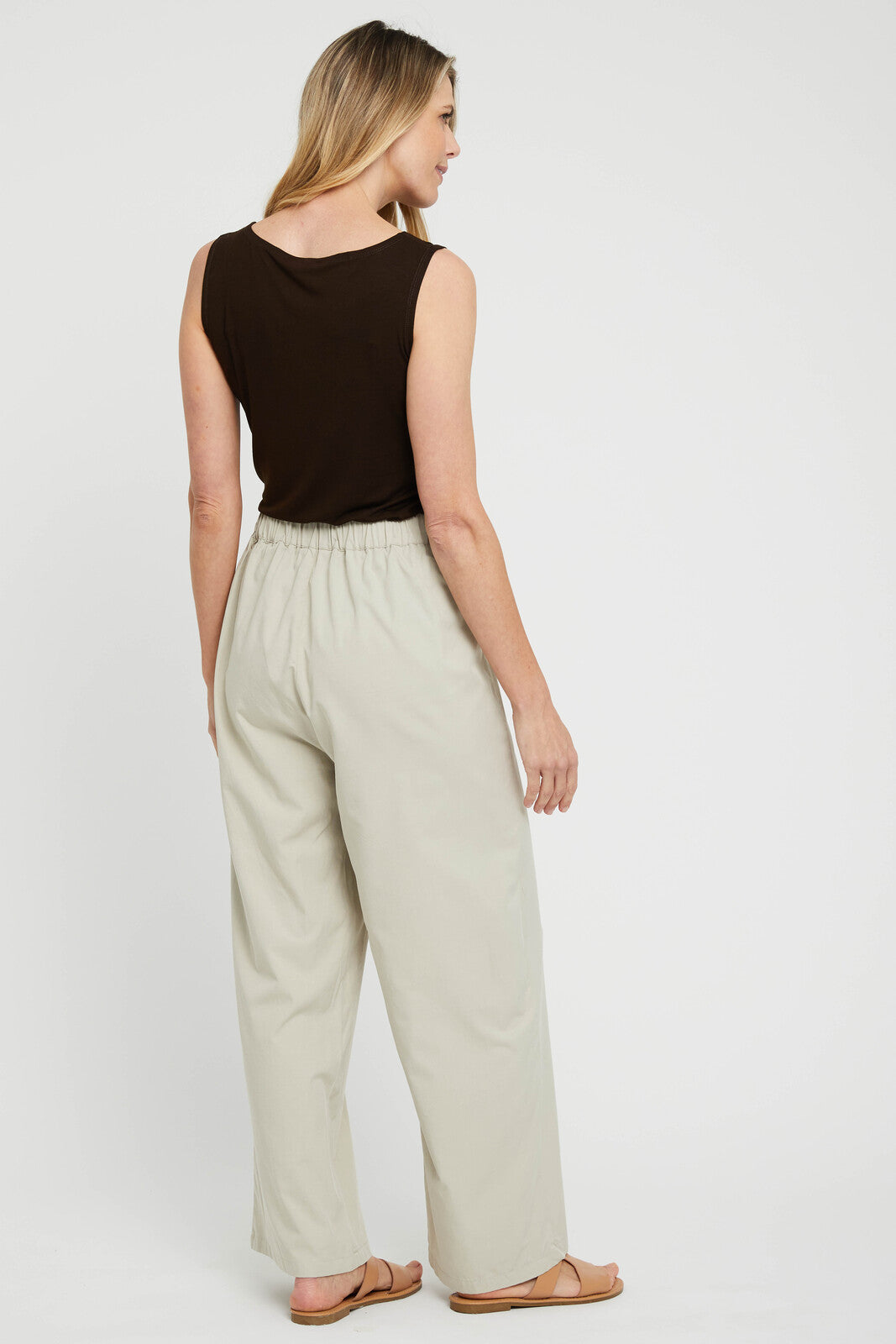 Woven Wide Leg Pant - Bone