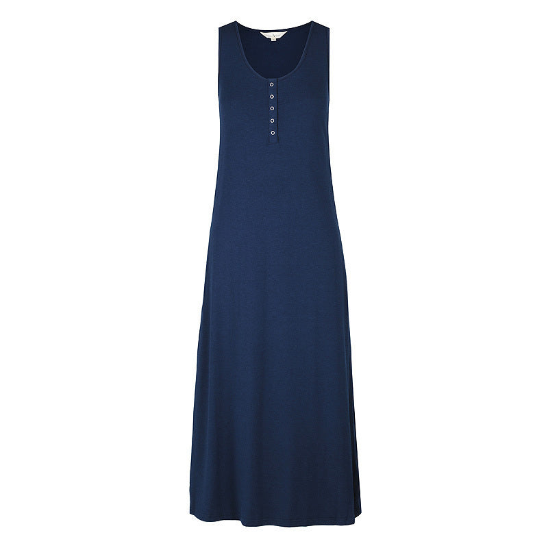 Henley Tank Maternity Dress - Navy